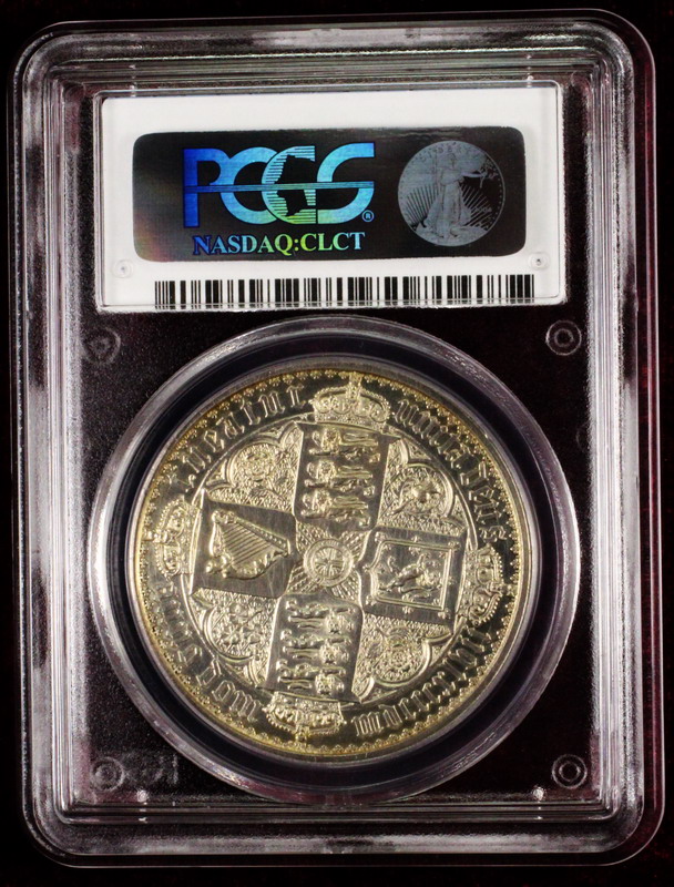 イギリス 1847年ビクトリア ゴシッククラウン銀貨PR61プレーンエッジ