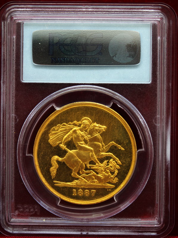 イギリス 1887年銘 5ポンド大型金貨 ビクトリア MS63+【アンティーク 