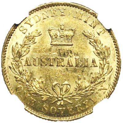 イギリス領オーストラリア　1866年銘　シドニーミント　ヴィクトリア　ビクトリア　Victoria　ヤングヘッド　ソブリン金貨　NGC　MS61
