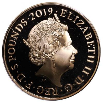 イギリス　2019年　5ポンド　プルーフ金貨　エリザベス2世　ロンドン塔コインコレクション　鍵の儀式　FDC　保証書　共箱付