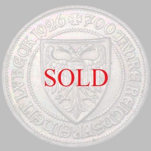 ドイツ ワイマール 1926年3マルク　記念　銀貨 リューベック700年トーン