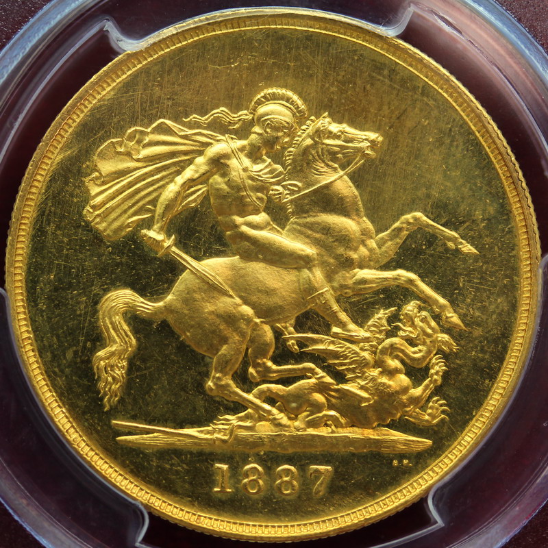 ルナコイン Onlineショップ / イギリス 1887年銘 5ポンド大型金貨 ビクトリア MS63+