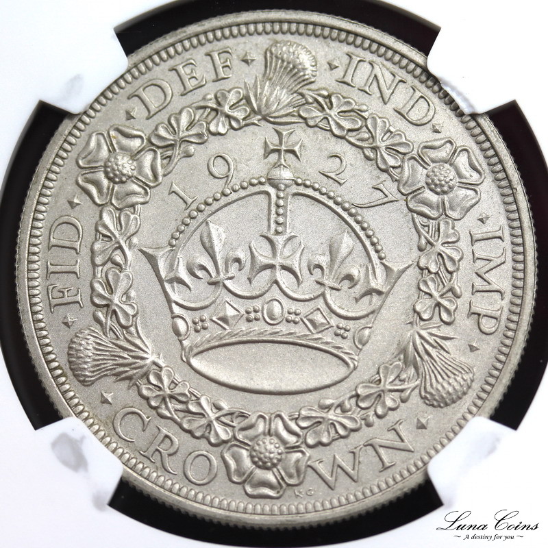george V 1927 silver matt proof pattern sandblasted crown rev