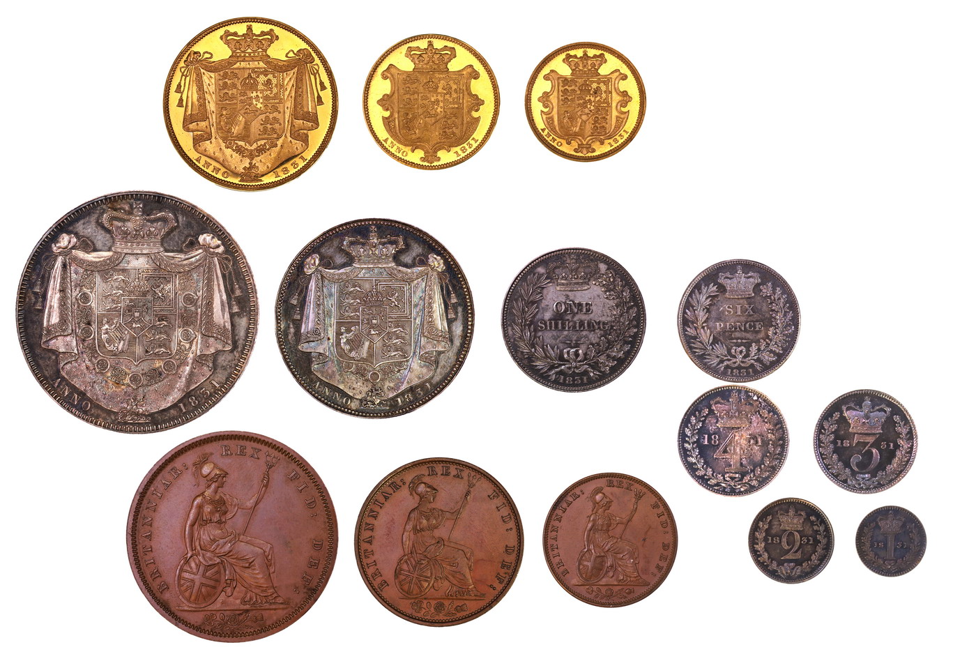 イギリス 1831年銘 ウィリアム４世プルーフ金貨銀貨等14枚コンプリート 
