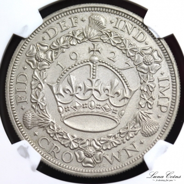 george V 1927 silver matt proof pattern sandblasted crown rev