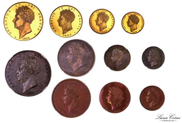 luna coins obvs george IV proof set 1826 gold1000