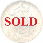 イタリア 1931R 100リレ金貨ヴィットリオ・エマヌエーレ3世　体制9周年　UNC未使用