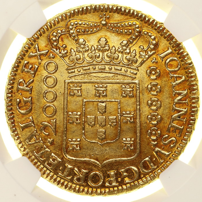 ブラジル 1726M 20000レイス金貨 NGC AU58 50g超大型【アンティークコイン・金貨・銀貨の販売・買取 ルナコイン】