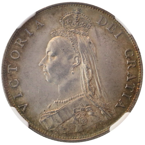 1887　ヴィクトリア 　ジュビリーヘッド  フローリン銀貨  AU58 トーン
