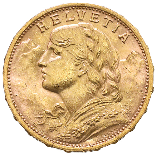 1915 スイス アルプスの少女 10フラン 金貨 ブレネリ ヘルべティア女神