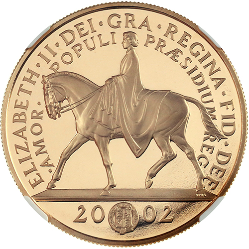 イギリス 2002年 5ポンドプルーフ金貨エリザベス2世即位50年