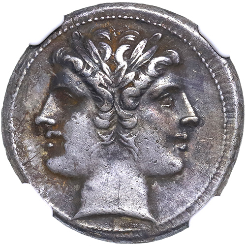 古代ローマ 共和国 共和政期 BC225-214年 クアドリガトゥス銀貨2