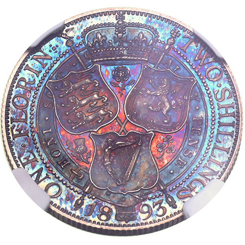 イギリス グレートブリテン 1893年 2シリング フローリン銀貨 プルーフ