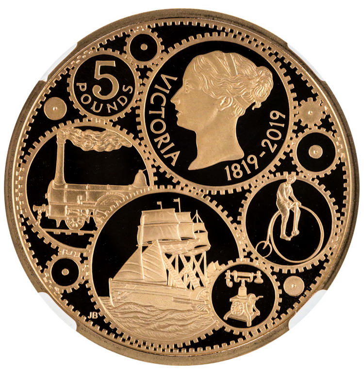 イギリス 2019年 5ポンド プルーフ金貨 エリザベス2世 ビクトリア生誕