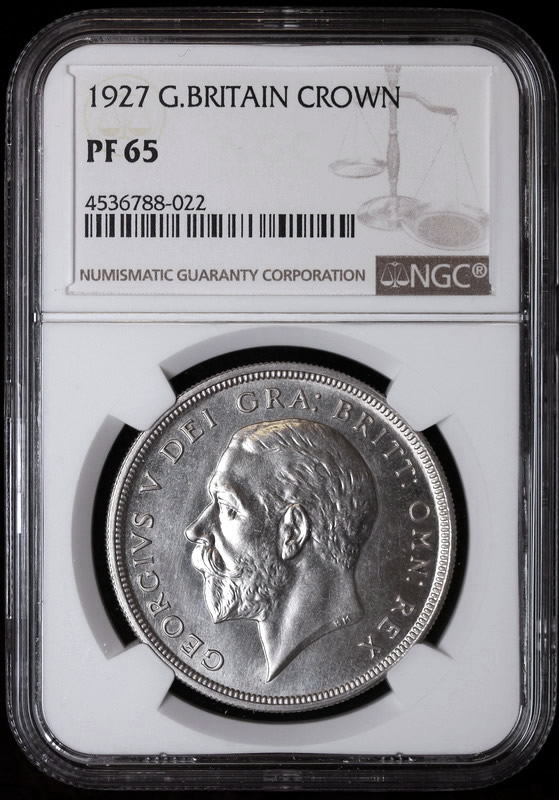 イギリス ジョージ5世 1927年 クラウン プルーフ銀貨 NGC PF65 BU