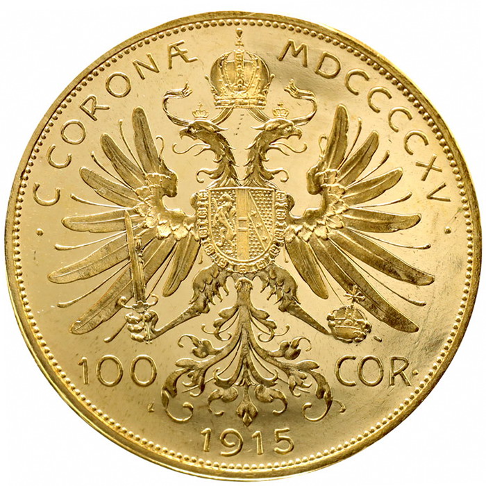 オーストリア-ハンガリー 1915年銘 100コロナ プルーフ 金貨