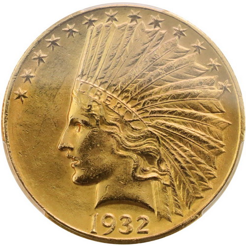 アメリカ 1932年銘 10ドル 金貨 インディアンリバティ イーグル PCGS 