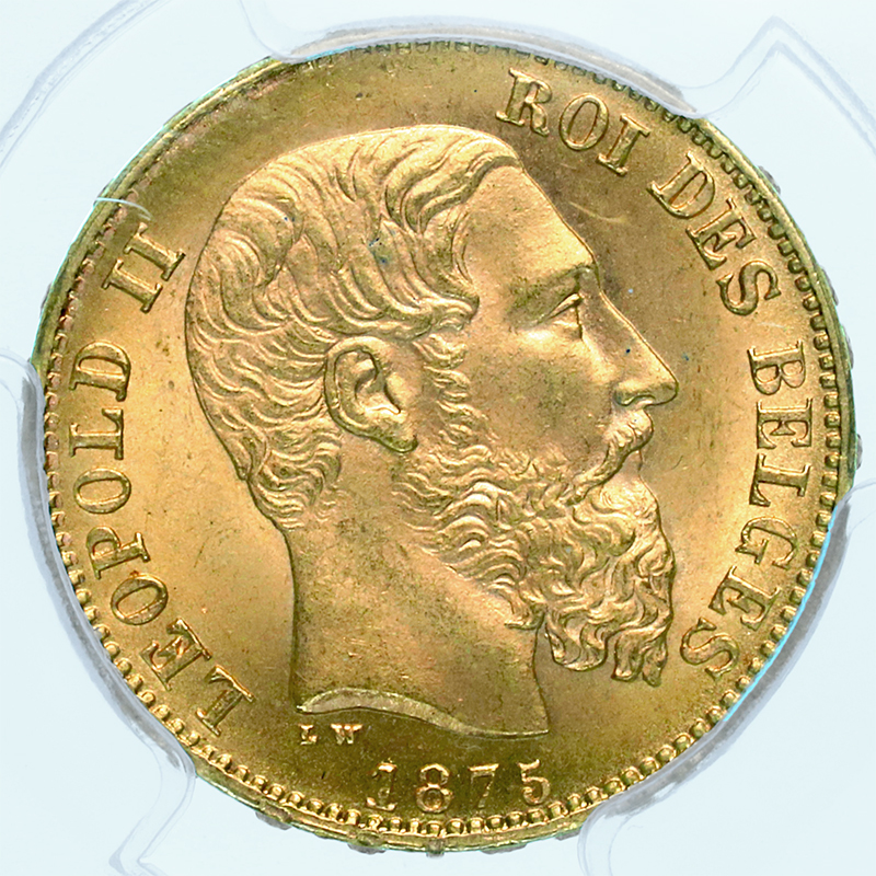 ベルギー レオポルド年銘 フラン 金貨   最高