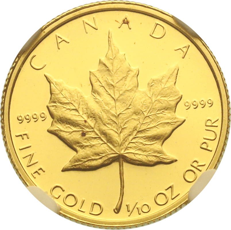 カナダ 1989年 5ドル 1/10オンス メイプルリーフ 金貨 エリザベス2世