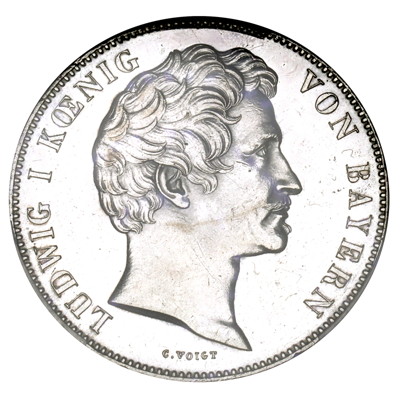ドイツ バイエルン 1845年 2ターラー 銀貨 ルードヴィヒ1世 二人の孫 