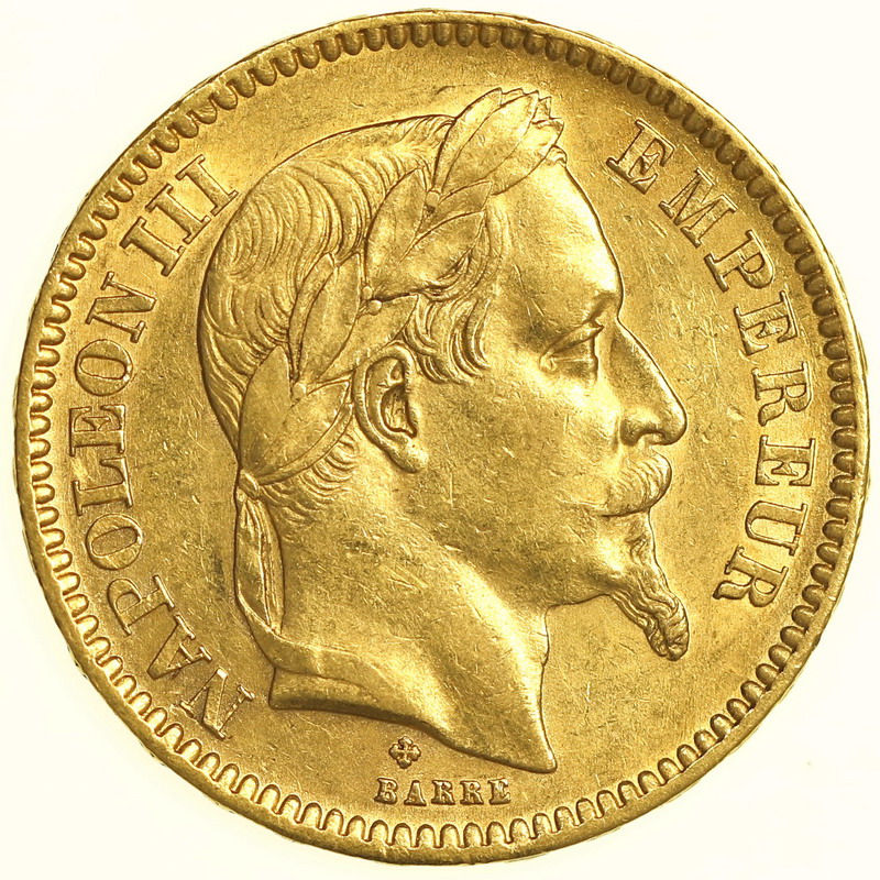 フランス 1866年BB ナポレオン3世 有冠 20フラン金貨【アンティーク ...