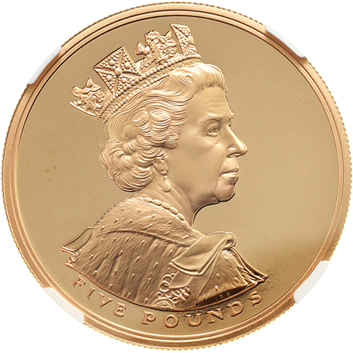 イギリス 2002年 5ポンドプルーフ金貨エリザベス2世即位50年