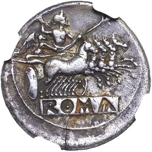 古代ローマ 共和国 共和政期 BC225-214年 クアドリガトゥス銀貨2