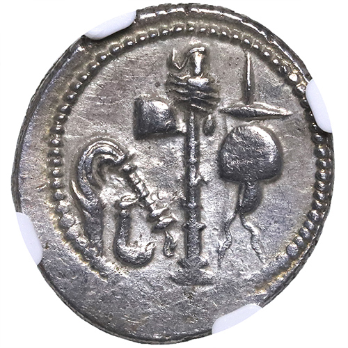 古代ローマ帝国 カエサル(ジュリアス・シーザー) BC49-48年デナリウス