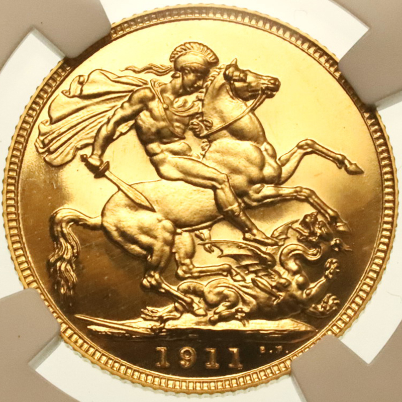 イギリス 1911年 ジョージ5世 ソブリン プルーフ金貨 NGC PF65 CAMEO【アンティークコイン・金貨・銀貨の販売・買取 ルナコイン】