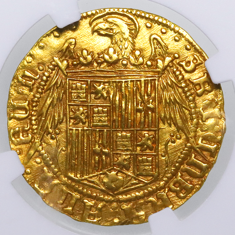 スペイン 1476-1516年 フェルナンド2世 イザベル1世 2エクセレント金貨 NGC AU58【アンティークコイン・金貨・銀貨の販売・買取  ルナコイン】