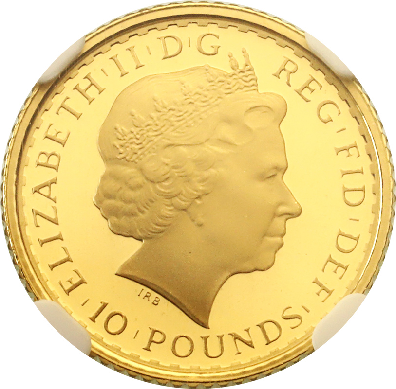 【最高グレードブルタニア金貨】1987年イギリス10ポンド．NGC／PF70