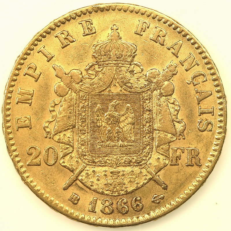 ネット店 フランス 1869A ナポレオン3世(有冠) 20フラン金貨 PCGS