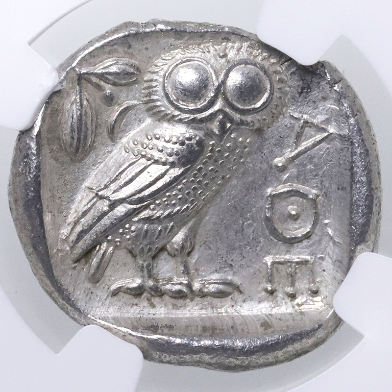 ギリシャ アテネ 古代 テトラドラクマ銀貨 フクロウ BC440-404 NGC MS