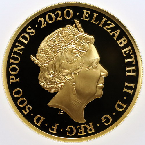 イギリス 2020年 500ポンド5オンスプルーフ 500ポンド純金貨