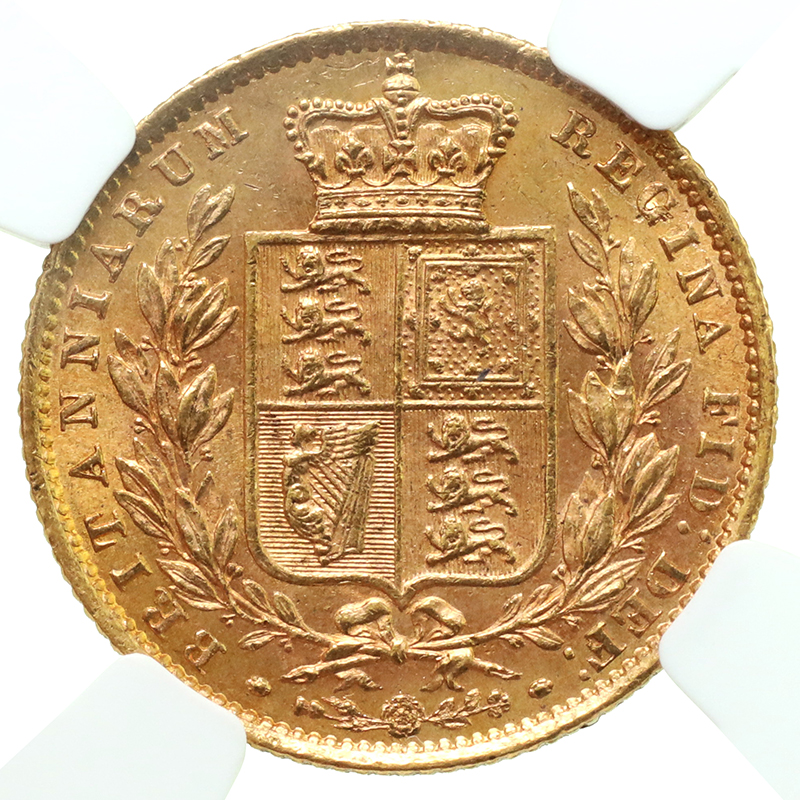 イギリス 1872年銘 ソブリン金貨 ヴィクトリア ビクトリア Victoria ヤングヘッド SHIELD-NO DIE NUMBER NGC  MS62【アンティークコイン・金貨・銀貨の販売・買取 ルナコイン】