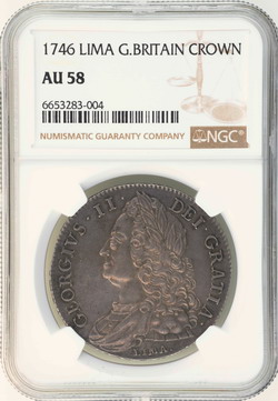 イギリス Great Britain1746年銘 クラウン 銀貨 ジョージ2世LIMA