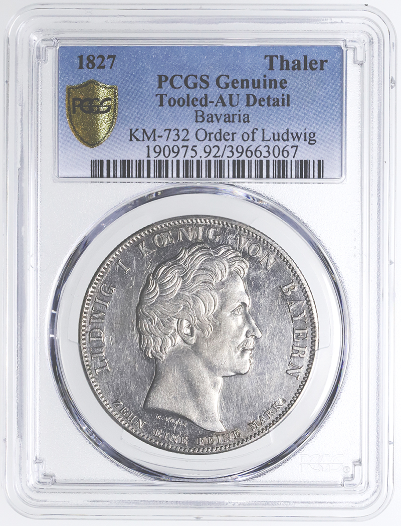 バイエルン 1818 ターラー大型銀貨 ドイツ PCGS UNC Details