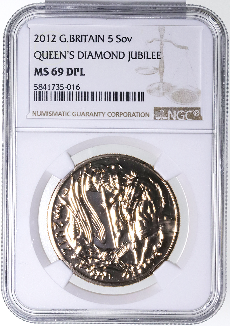 イギリス 2012年 5ポンド 金貨 エリザベス2世 即位60周年記念セント