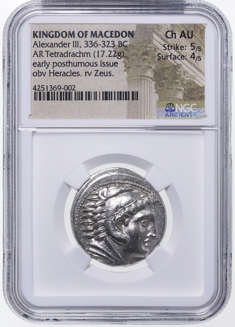 NGC アレキサンダー 3世 フェリペ Ch VF ドラクマ 銀貨 323-317 ギリシャ 古代アンティークコイン ゼウス 鑑定（¥59,800） 