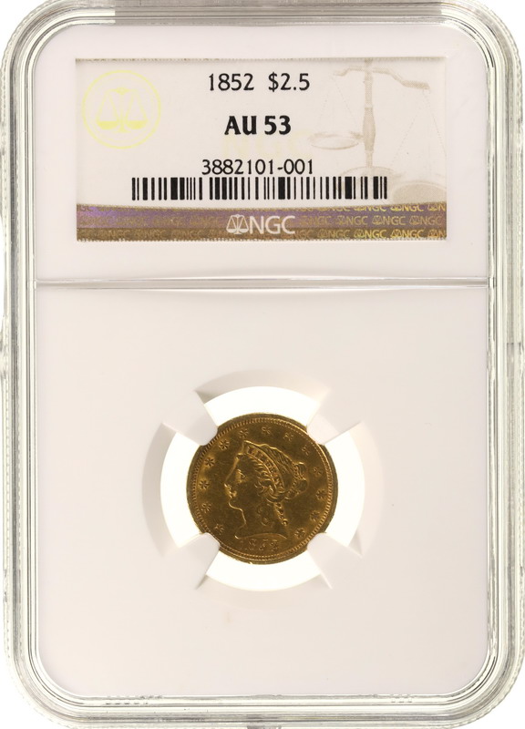 アメリカ 1852年銘 2.5ドル金貨 NGC AU53 リバティヘッド