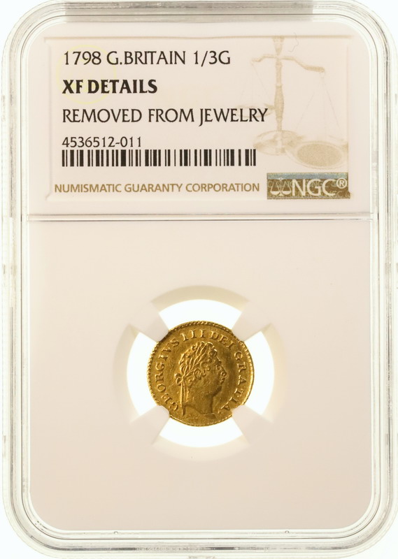 イギリス 1798年銘 1/3ギニー金貨 1/3 Guinea ジョージ3世 NGC鑑定