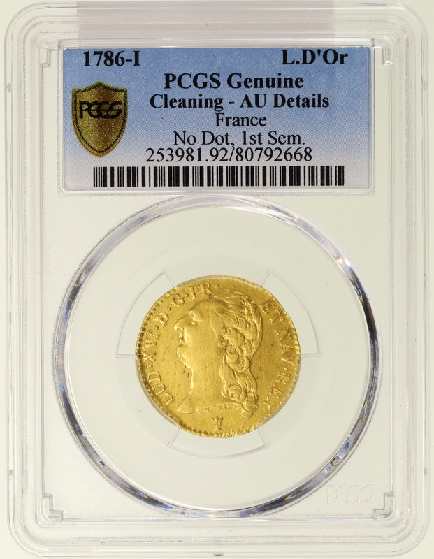 フランス 1786年H 1ルイドール 金貨 ルイ16世 ラ・ロシェルミント PCGS 