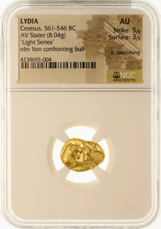 古代リディア BC561-546 クロイソス スターテル金貨(Light; 8.04g 