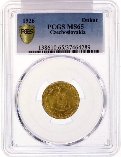 チェコスロバキア 1926年 ダカット金貨 PCGS MS65 BU完全未使用