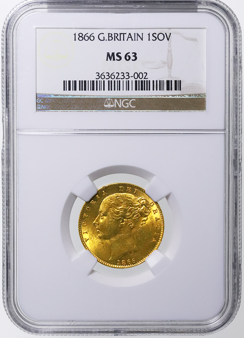 イギリス グレートブリテン 1866年銘 ソブリン金貨 ビクトリア