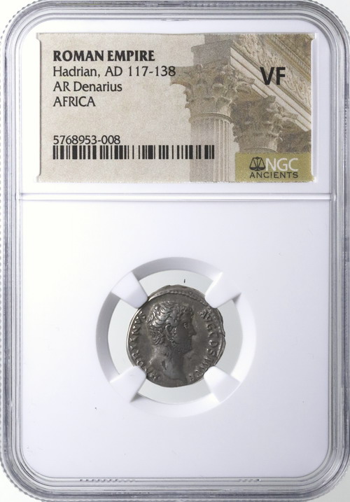古代ローマ AD117-138年 ハドリアヌス デナリウス銀貨 アフリカ NGC VF【アンティークコイン・金貨・銀貨の販売・買取 ルナコイン】