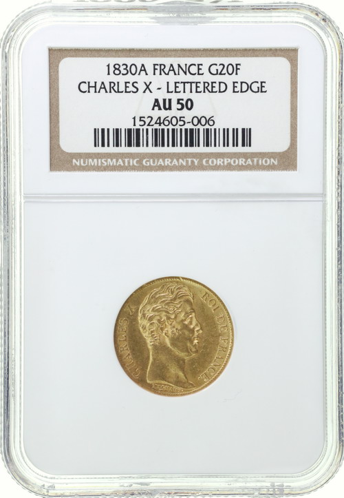 フランス 1830年A 20フラン 金貨 シャルル10世 パリミント LETTERED