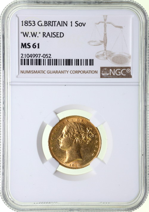 イギリス 1853年銘 ソブリン金貨 ヴィクトリア ビクトリア Victoria WW