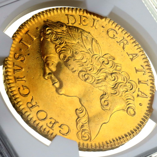 イギリス 1753年銘 5ギニー金貨 ジョージ2世 NGC鑑定 AU58 レア