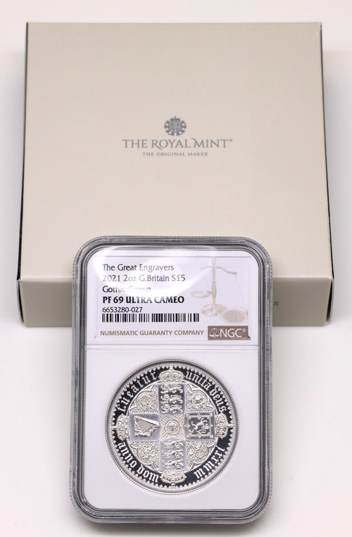 イギリス 2021年 5ポンド 2oz プルーフピエフォー純銀貨The